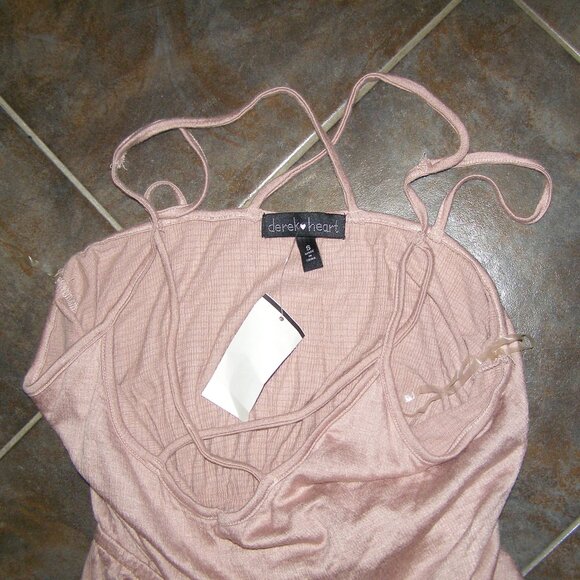NEW size Small Derek Heart Womens Romper Strappy Mauve Sleeveless Knit Stretch - Picture 5 of 10
